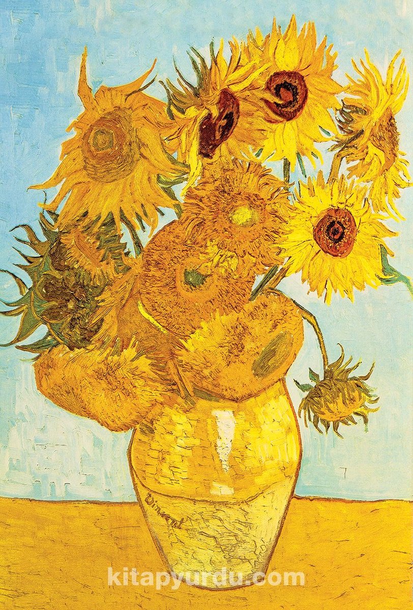 Twaalf Zonnebloemen in een Vaas / Vincent Van Gogh | Houten Legpuzzel | 2000 Stukjes | King of Puzzle | 59 x 88 cm